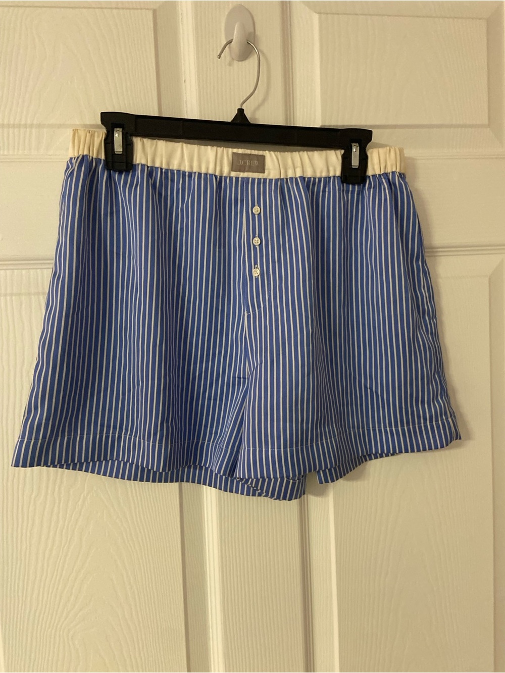 T40a- J. CREW Blue-White Striped Pajama Boxer Shorts